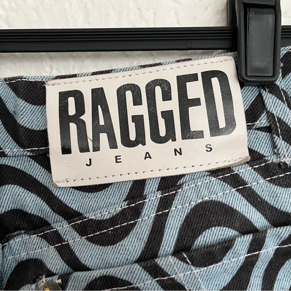 The Ragged Priest Wave Print High Rise Straight Leg Rigid Mom Jeans Size 24 - Picture 5 of 11